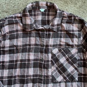 Aerie Flannel Dark Purple and Pink Shirt
